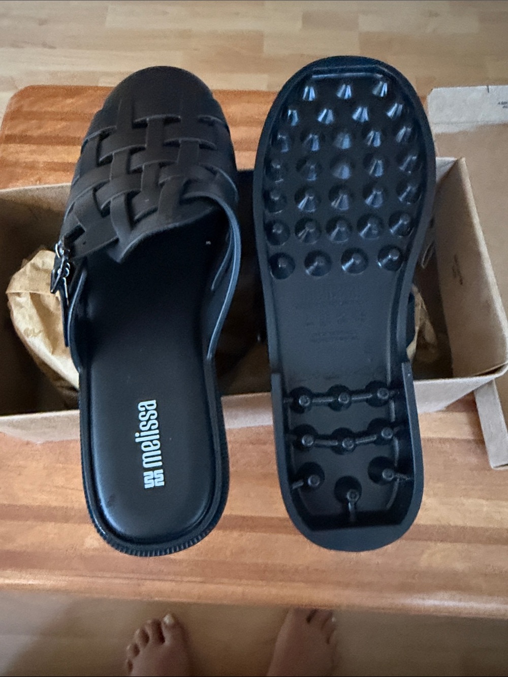 Melissa Black Woven Jelly Slide Sandals